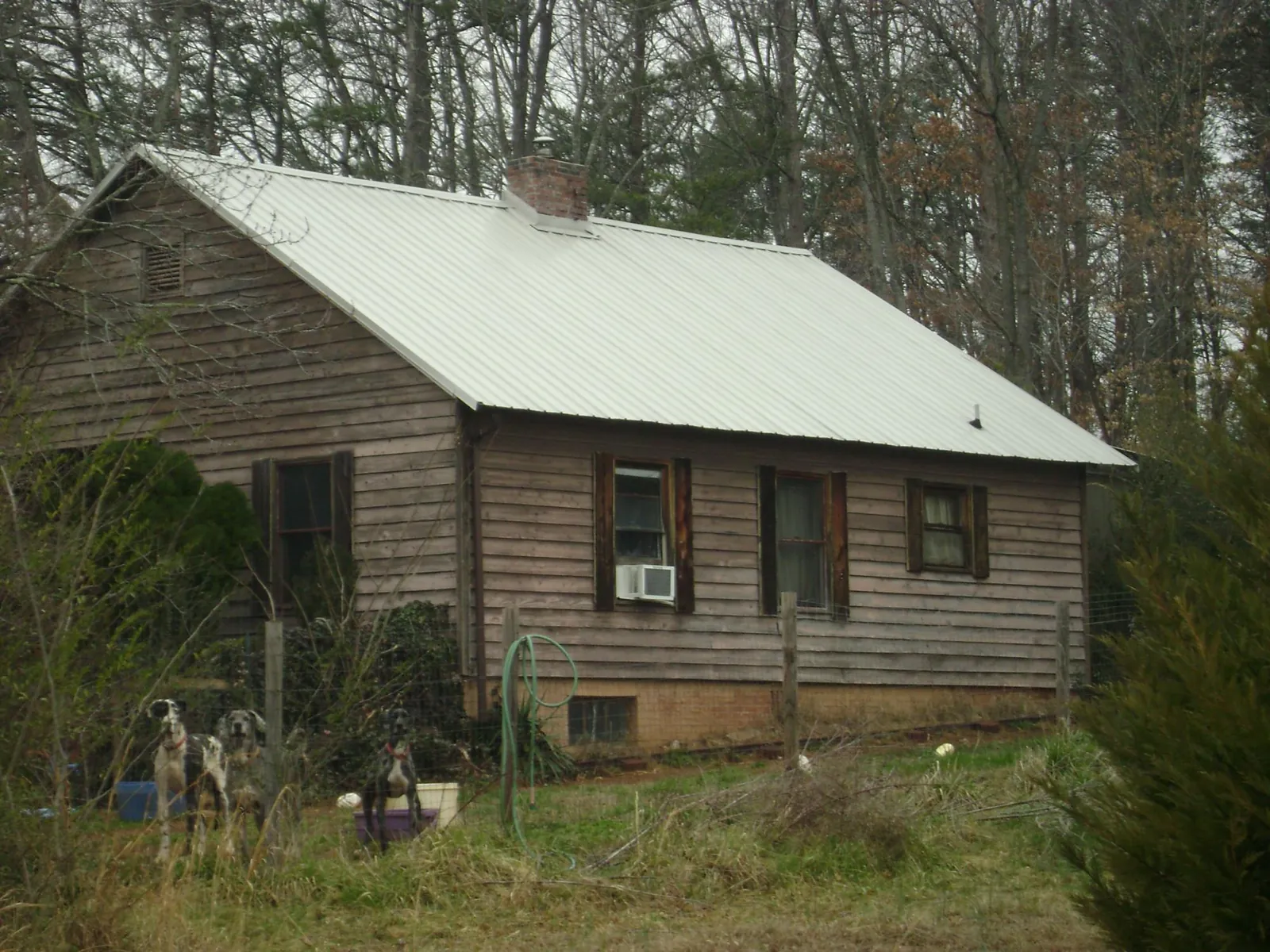 White metal roof on an old wood sided farmhouse, from a Asphalt Shingle Roof Repair job in Lyndhurst